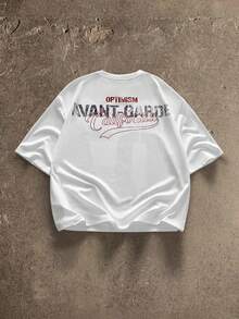 AXEPEAK Casual Street Graffiti Loose Short Sleeve Crew Neck T-Shirt For Men - White - View 2