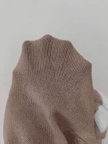 Elenzga Women's Autumn New Knitted Fitted Round Neck Ruffle Cuff Short Cardigan, Metal Button Design, Sweet, Versatile For Date And Valentine's Day - Apricot - View 7