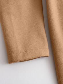 SHEIN Tall 高个系列女士秋冬百搭修身长款大衣 - 卡其色 - 查看 3