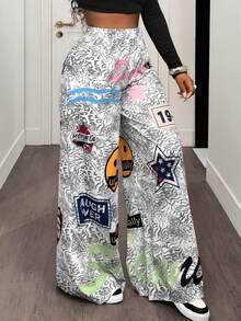 BamGleam 女士宽松豹纹裤