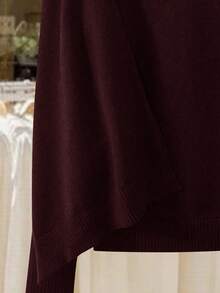 SHEIN Lacomfia رمضان بونشو كنزة صوفية نسائي 2 في 1 - عنابي اللون - مشاهدة 6