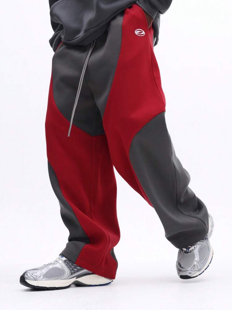 Color Block Sweatpants With Cuffed Ankles