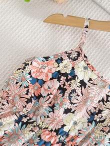 女童碎花印花休闲吊带裙 - 彩色 - 查看 4