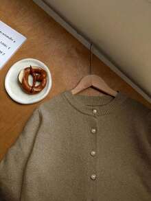 Franclia Women's Minimalist Versatile Elegant Cardigan Fall Winter Cloth For Women - Camel - View 5