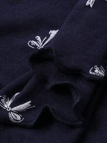 Dazy Plus 2pcs Plus Size Women Casual Bow Print Loose Pajama Set, Comfortable Home Wear For Spring & Autumn - Navy Blue - View 4