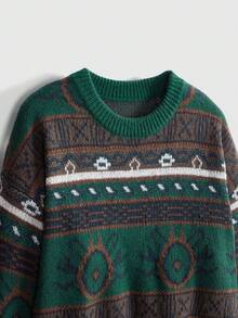 ROMWE Fairycore 全印花圆领复古时尚长袖毛衣 - 彩色 - 查看 3