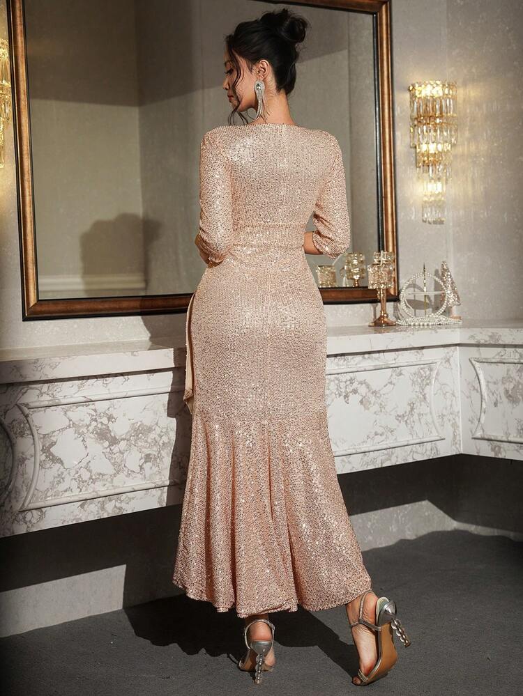 Sparkling Sequin Mermaid Dress Design, Luxurious Beaded Sexy V-Neck Dress New Year Christmas Elegant Women Dresses Prom Dress