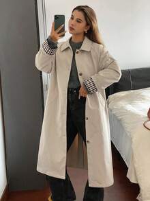 Livesso 女士宽松休闲加厚商务休闲外套，秋冬新款女式外套 - 杏色 - 查看 3