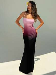 Aloruh Women's Elegant Floral Print Backless Halter Dress - Purple - View 5
