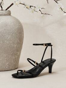 SHUZIA Giày cao gót quai mảnh tối giản dành cho nữ - màu đen - Xem 6