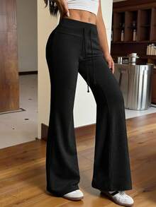 SHEIN EZwear 束口腰喇叭褲