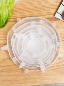 6pcs Silicone Stretch Lid, Food Bowl Cover, Reusable Food Saving Cover, Stretchable Multifunctional Fruit And Vegetable Fresh-Keeping Cover (Due To Different Batches,The Number, Size, And Shape Of Handles May Vary. We Apologize For Any Inconvenience Caused.) - Multicolor - View 15