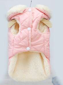 PETSIN 1件装二合一可爱保暖内衬宠物外套，带牵引绳，适合秋冬季穿着 - 粉色 - 查看 5