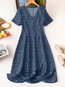 Pariaura 夏季休闲沙滩度假印花连衣裙，适合日常穿着，女士长款套装 - 寶藍色 - 查看 3