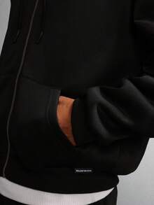 SUMWON Men Zip-Up Hoodies,Men's Stylish Zip-Up Hoodie, Exquisite Knit Design, Ideal For Casual Wear, Sports, And Urban Exploration - Black - View 4