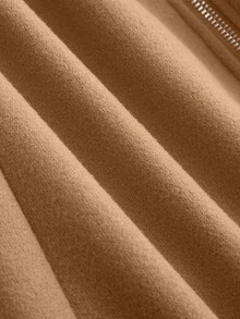 SHEIN Tall 高个系列女士秋冬百搭修身长款大衣 - 卡其色 - 查看 5