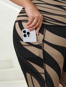 SHEIN CURVE+ Quần legging nữ họa tiết sọc hình học cỡ lớn thời trang xuân hè thanh lịch thường ngày cho kỳ nghỉ/2026/Năm mới - Nhiều màu - Xem 8