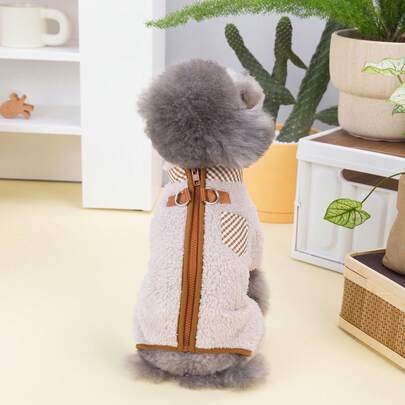 PETSIN Yellow Spring/Summer Simple Casual Home Wear Bear & Mushroom Print Hollow Ruffle Cuff Wearable & Leash Friendly Soft Pet Jumpsuit