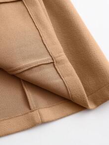 SHEIN Tall 高个系列女士秋冬百搭修身长款大衣 - 卡其色 - 查看 8