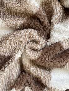 SHEIN EZwear Buffalo Plaid Print Half Zip Drop Shoulder Teddy Sweatshirt,Long Sleeve Tops In Fall/Winter