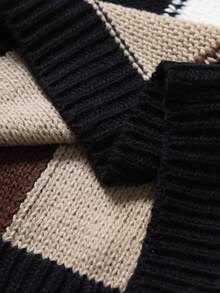 Manfinity EZcore Men's Contrast Color Crew Neck Loose Fit Sweater, Autumn/Winter - Apricot - View 7