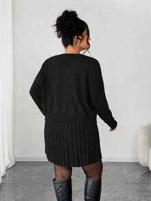 Elenzga Women's Elegant Sleeveless Dress With Long Sleeve Cardigan, Loose Fit Plus Size Knit Set, Outerwear, Winter Outfit