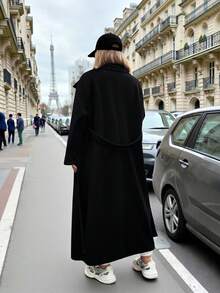 SHEIN Clasi Áo khoác cổ ve tối giản dành cho nữ cỡ lớn - màu đen - Xem 2