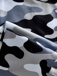 AXEPEAK Pantalones holgados de pierna ancha con estampado de camuflaje, cintura con cordón y bolsillos cargo para hombre - Multicolor - Ver 7