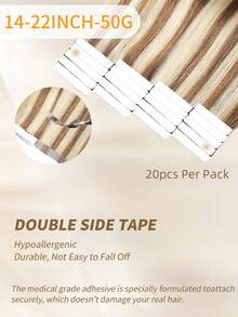 Tape In Hair Extensions 100% Human Hair #P6/613 Light Brown Highlighted Blonde Straight Style In 14-22 Inch Lengths Extensions Silky Seamless Invisible Top Quality Thick Ends Healthy Human Hair Extensions 50g/Pack For Thin Hair And Salon Use - SP6/613 - View 4