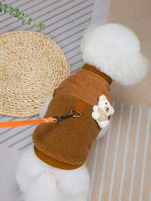 PETSIN 1件装二合一可爱保暖内衬宠物外套，带牵引绳，适合秋冬季穿着