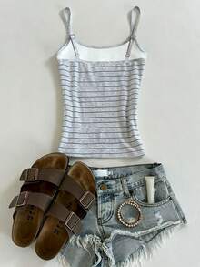 Glimmora 女士条纹休闲百搭吊带背心 - 彩色 - 查看 2