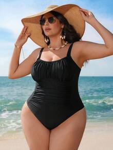 Swim Lushoire Đồ bơi một mảnh cỡ lớn, Dây rút, Ôm dáng, Tập hợp, Trang phục nghỉ dưỡng thanh lịch, Đồ bơi một mảnh nữ mùa hè 2026, Đồ bơi nữ, Đồ bơi một mảnh kiểm soát bụng cỡ lớn, Đồ bơi một mảnh thanh lịch cỡ lớn - màu đen - Xem 4