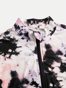 2 Potong Set Pakaian Olahraga Rajut Motif Tie-Dye untuk Anak Perempuan Remaja, Pakaian Olahraga Kasual dan Nyaman untuk Dipakai Sehari-hari - MultiWarna - View 7