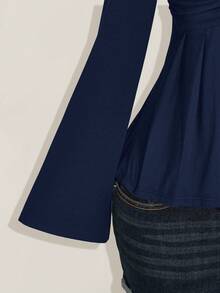 SHEIN ICON Áo len xoắn ngực màu đen cỡ lớn cho nữ, Áo len babydoll, Quần áo Y2K, Quần áo mùa tốt nghiệp, Mùa về quê, Quần áo mùa thu cho mùa tựu trường, Áo dễ thương cho nữ, Áo babydoll - Màu xanh hải quân - Xem 7