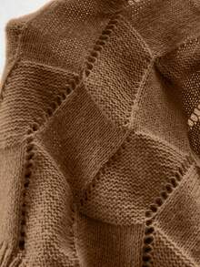 EMERY ROSE Women's Loose Casual Round Neck Drop Shoulder Long Sleeve Knitted Sweater Dress, Autumn/Winter - Coffee Brown - View 7