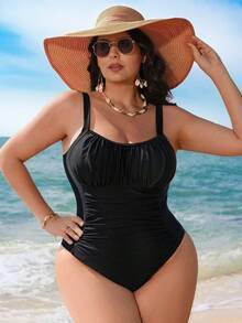 Swim Lushoire Đồ bơi một mảnh cỡ lớn, Dây rút, Ôm dáng, Tập hợp, Trang phục nghỉ dưỡng thanh lịch, Đồ bơi một mảnh nữ mùa hè 2026, Đồ bơi nữ, Đồ bơi một mảnh kiểm soát bụng cỡ lớn, Đồ bơi một mảnh thanh lịch cỡ lớn - màu đen - Xem 5