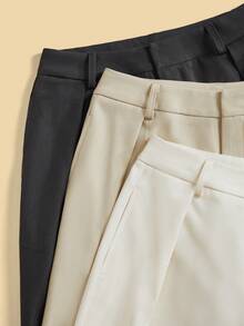 Anewsta 3 pares de pantalones elegantes y modernos de talle alto en beige, albaricoque y marrón, conjunto de atuendos para vacaciones, Año Nuevo, primavera/verano para mujeres - Multicolor - Ver 6
