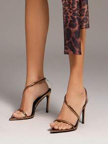 SHUZIA 时尚优雅女士金属古铜色漆皮尖头性感高跟舞鞋，适合假日派对、春夏度假等场合。 - 銅色 - 查看 3