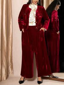 Zelara Stilvolle Damenhosen, stilvolle Damenblusen, elegante Damenblusen, elegante Damen-Sets, festliche Kleidung für Silvester, Damen-Weihnachtskleidung, Damen-Winterkleidung, rote Anzüge für Thanksgiving, Luxuskleidung für Damen, elegante Damen-Sets, festliche Damenmode - Bordeaux - Übersicht 6