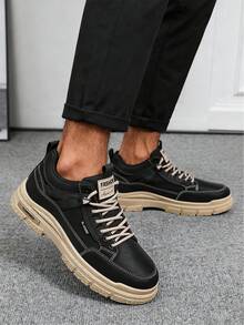 Men High-Top Leather Riding Boots - Black - View 7