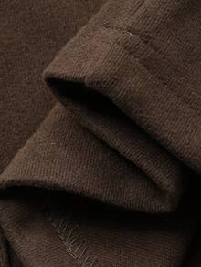 DAZY 女士时尚休闲撞色格纹卫衣裤两件套运动服套装女式连帽家居服套装 - 棕色 - 查看 9