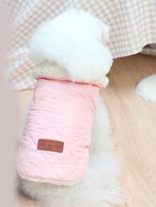 PETSIN 1件装二合一可爱保暖内衬宠物外套，带牵引绳，适合秋冬季穿着 - 粉色 - 查看 3