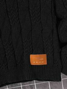 SHEIN Tween Boys' Casual Half-Zip Sweater, Comfortable For Commuting, School, Daily Casual Wear, And Sports - Black - View 3