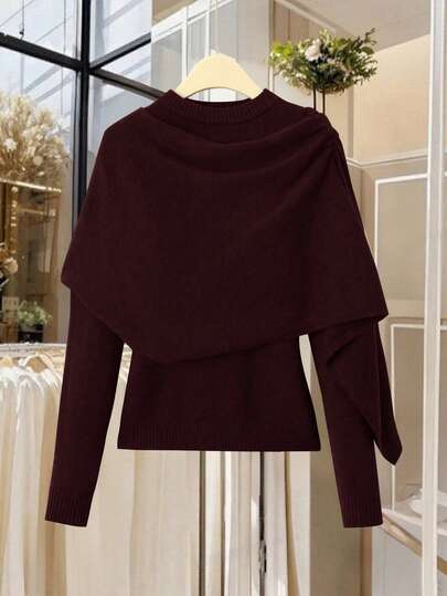 SHEIN Lacomfia رمضان بونشو كنزة صوفية نسائي 2 في 1