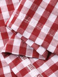 Dazy Plus 大码女式格子休闲宽松直筒睡裤，松紧腰，春秋季睡衣 - 紅色 - 查看 8