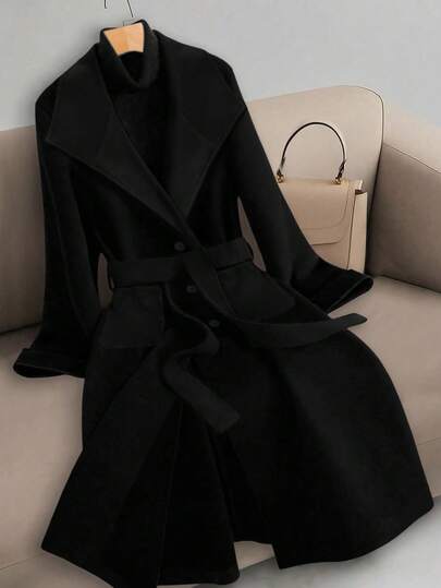 SHEIN Clasi Plus Size Dam Minimalistisk Kavaj i Ullblandning