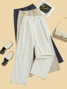 Anewsta 3 pares de pantalones elegantes y modernos de talle alto en beige, albaricoque y marrón, conjunto de atuendos para vacaciones, Año Nuevo, primavera/verano para mujeres - Multicolor - Ver 3