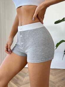 CovetEZ Women'S Low Waist Colorblock Shorts - Grey - View 4