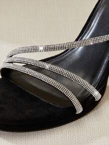 SHUZIA Sandalias de tacón alto con correa de tobillo elegantes para mujer - Negro - Ver 8