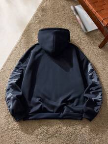 Manfinity Unisex Men's Casual Printed Pocket Long Sleeve Hoodie - Black - View 6